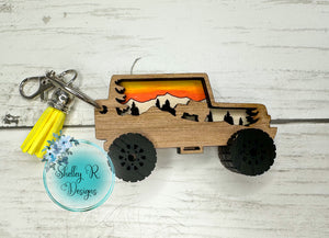 Outdoor Off Road Wood Laser Cut and Engraved Keychain
