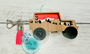 Outdoor Off Road Wood Laser Cut and Engraved Keychain