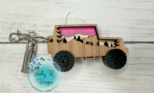 Outdoor Off Road Wood Laser Cut and Engraved Keychain