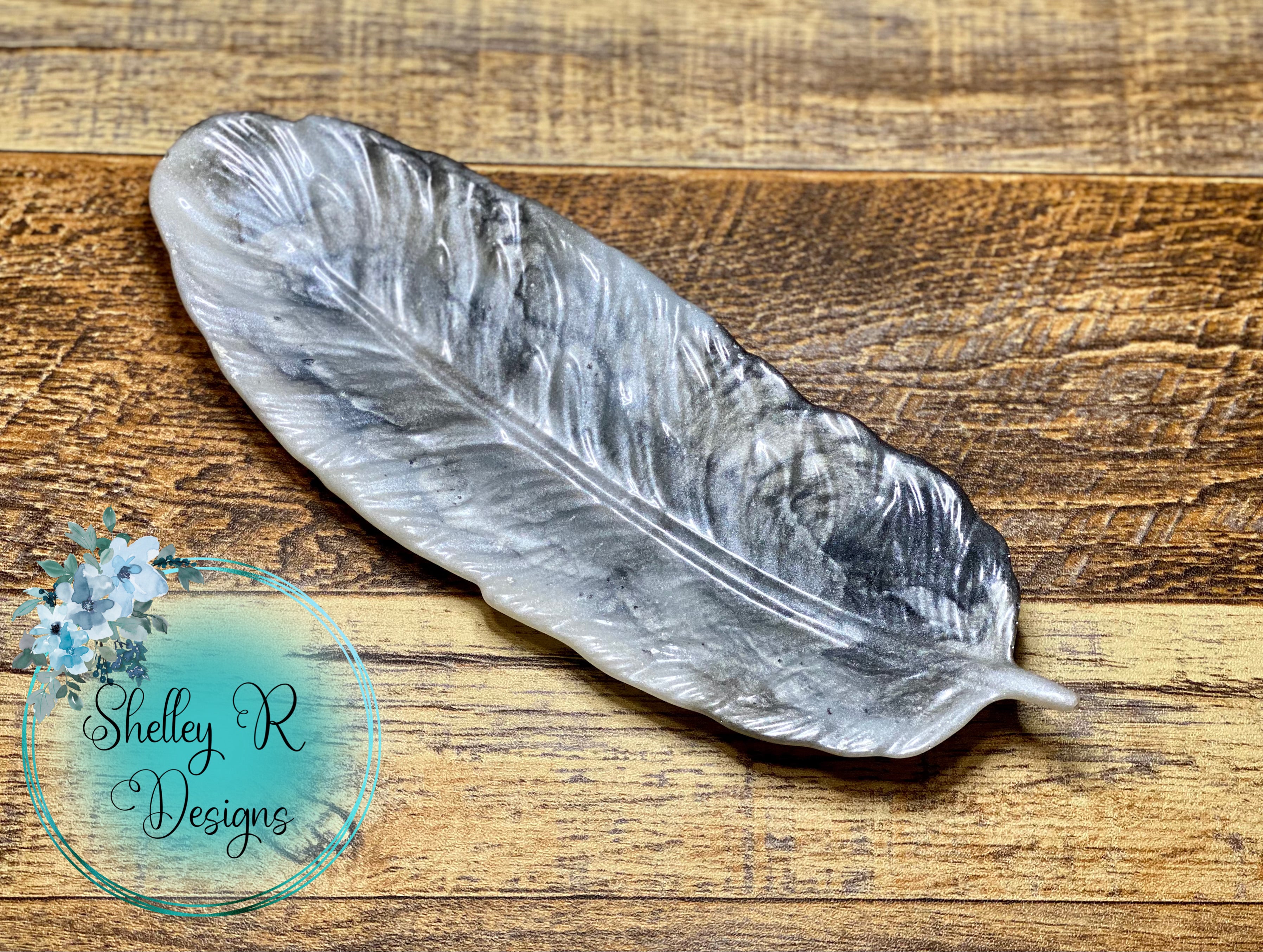 Feather Trinket Dish - Pearl Marble-like