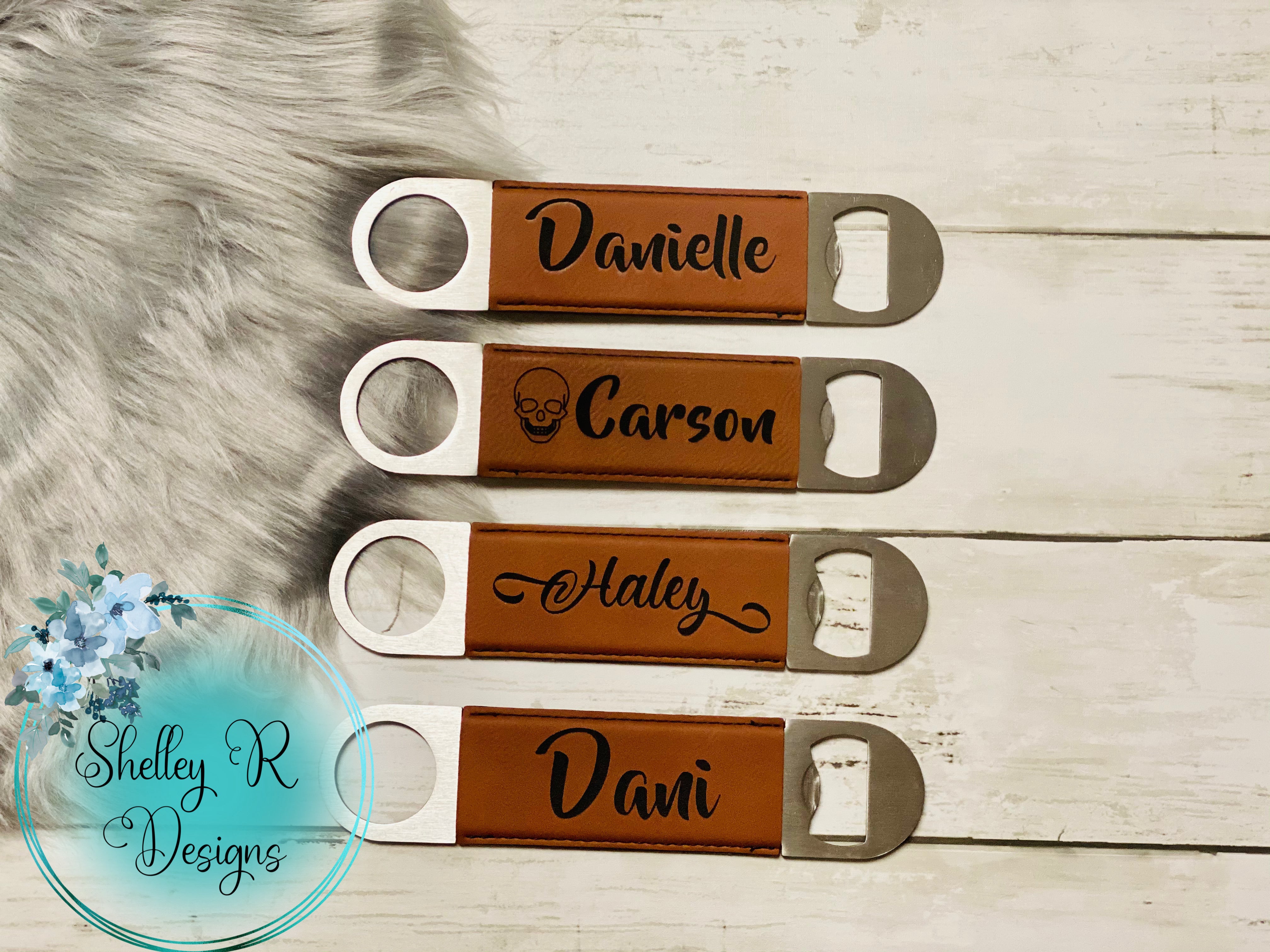 Custom Bottle Opener - Rawhide Leatherette - Made to Order