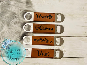 Custom Bottle Opener - Rawhide Leatherette - Made to Order