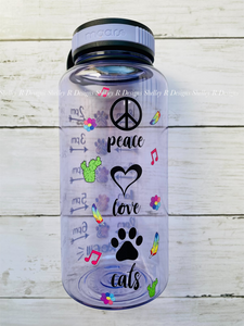 Peace Love Cats Water Bottle